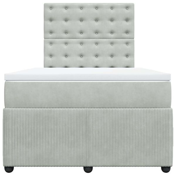vidaXL Box spring postel s matrací světle šedá 120 x 200 cm samet