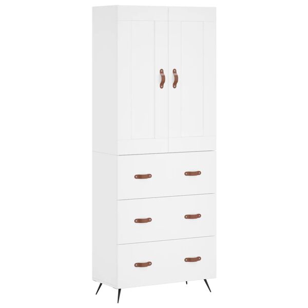 vidaXL Skř&iacute;ň highboard b&iacute;l&aacute; 69,5 x 34 x 180 cm kompozitn&iacute; dřevo