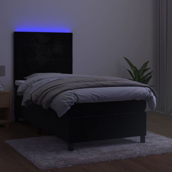 vidaXL Box spring postel s matrac&iacute; a LED čern&aacute; 80 x 200 cm samet
