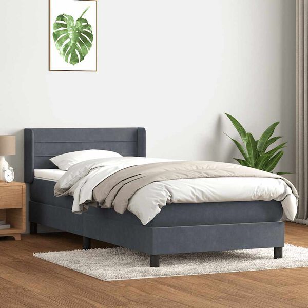 vidaXL Box spring postel s matrac&iacute; tmavě &scaron;ed&aacute; 80x210 cm samet