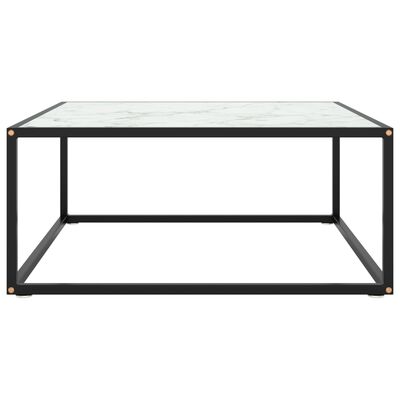 vidaXL Konferenční stolek černý s bílým mramorovým sklem 80x80x35 cm