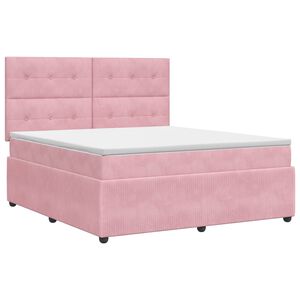 vidaXL Postel boxspring s matrac&iacute; s čelo Růžov&aacute; 140 x 190 cm Samet