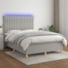 vidaXL Box spring postel s matrac&iacute; a LED světle &scaron;ed&aacute; 140x190 cm textil