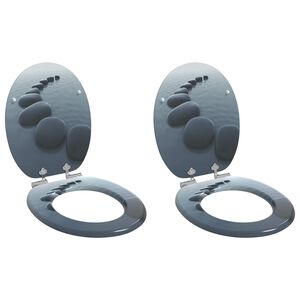 vidaXL WC sed&aacute;tko s funkc&iacute; pomal&eacute;ho skl&aacute;pěn&iacute; 2 ks MDF motiv kam&iacute;nků