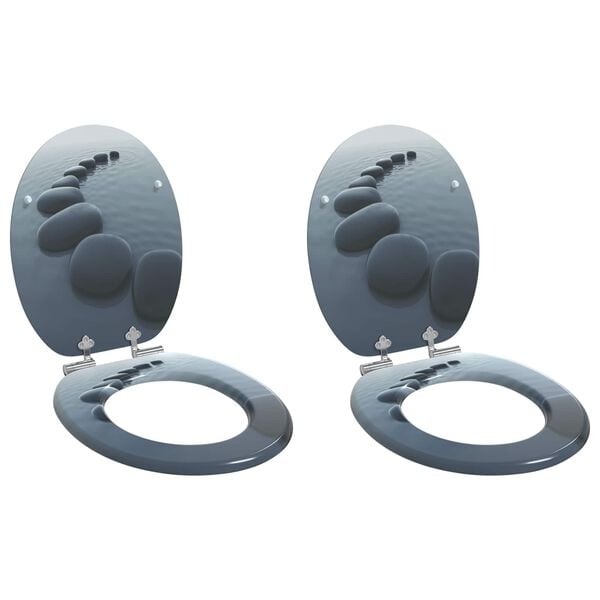 vidaXL WC sed&aacute;tko s funkc&iacute; pomal&eacute;ho skl&aacute;pěn&iacute; 2 ks MDF motiv kam&iacute;nků