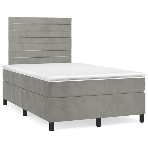 vidaXL Box spring postel s matrac&iacute; světle &scaron;ed&aacute; 120x190 cm samet