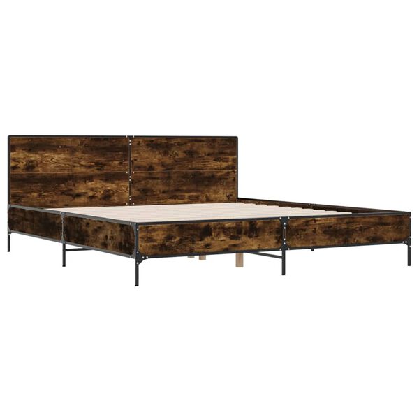 vidaXL R&aacute;m postele kouřov&yacute; dub 200 x 200 cm kompozitn&iacute; dřevo a kov