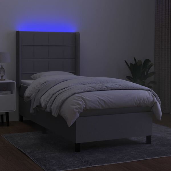 vidaXL Box spring postel s matrac&iacute; a LED světle &scaron;ed&aacute; 80x200 cm textil