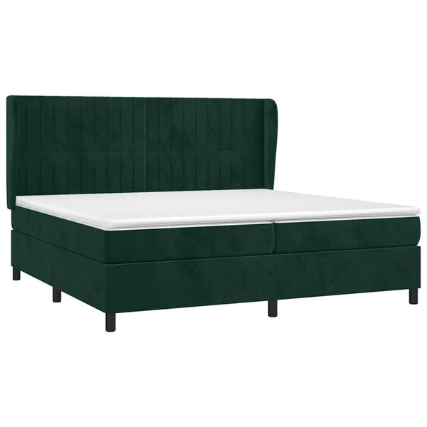 vidaXL Box spring postel s matrac&iacute; tmavě zelen&aacute; 200x200 cm samet