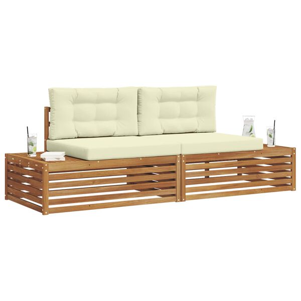 vidaXL Venkovn&iacute; pohovkov&aacute; souprava 2 Kus Přirozen&aacute; a Kr&eacute;mov&aacute;