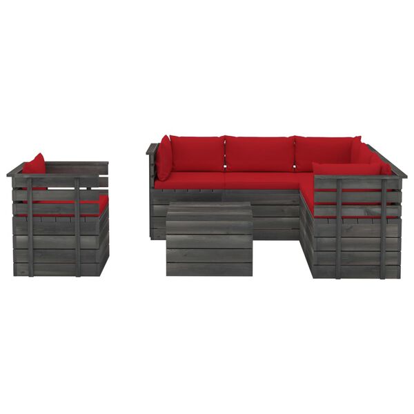 vidaXL 7d&iacute;ln&aacute; zahradn&iacute; sedac&iacute; souprava z palet + podu&scaron;ky borov&eacute; dřevo