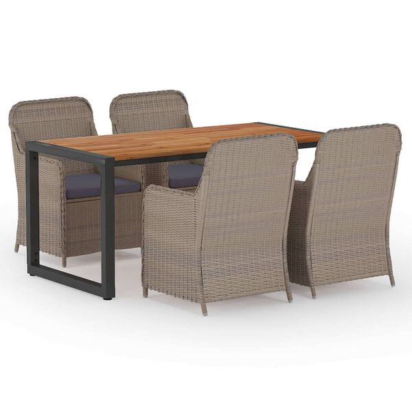 vidaXL 5d&iacute;ln&yacute; zahradn&iacute; j&iacute;deln&iacute; set hněd&yacute;