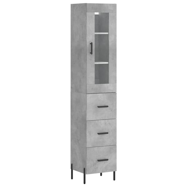 vidaXL Skř&iacute;ň highboard betonově &scaron;ed&aacute; 34,5x34x180 cm kompozitn&iacute; dřevo