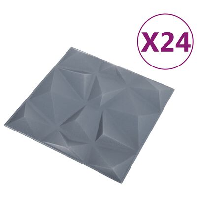vidaXL 3D nástěnné panely 24 ks 50 x 50 cm diamant šedé 6 m²
