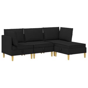 vidaXL Modul&aacute;rn&iacute; pohovka se storage 4 pcs Čern&aacute; Textil