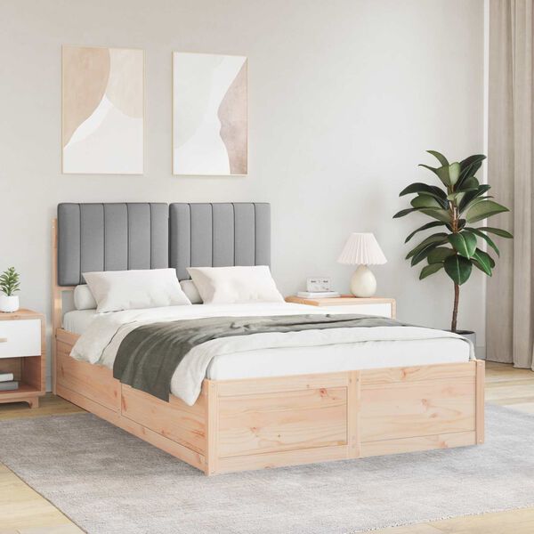 vidaXL R&aacute;m postele s čalouněn&yacute;m čelem s čelo Světle &scaron;ed&aacute; 120 x 200 cm