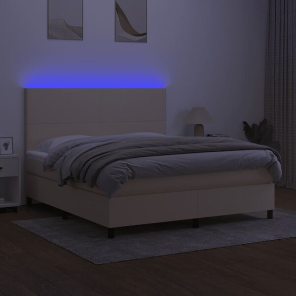 vidaXL Box spring postel s matrac&iacute; a LED kr&eacute;mov&aacute; 180x200 cm textil