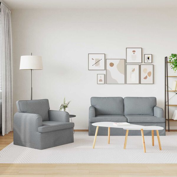 vidaXL Pohovka 2 pcs Světle &scaron;ed&aacute;