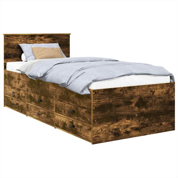 vidaXL Daybed s čelo Uzen&yacute; dub a čern&aacute; 90 x 200 cm kompozitn&iacute; dřevo