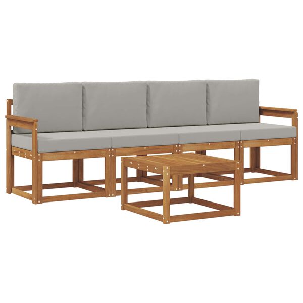 vidaXL Venkovn&iacute; pohovkov&aacute; souprava 5 pcs Př&iacute;rodn&iacute; a světle &scaron;ed&aacute;