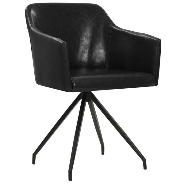 vidaXL Otočn&eacute; j&iacute;deln&iacute; židle 2 ks čern&eacute; uměl&aacute; kůže