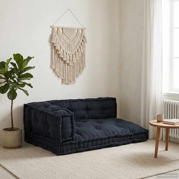 vidaXL Polstrovan&yacute; pohovkov&yacute; pol&scaron;t&aacute;ř 3 pcs Antracitov&aacute; textil