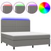vidaXL Box spring postel s matrac&iacute; a LED tmavě &scaron;ed&aacute; 160x200 cm textil