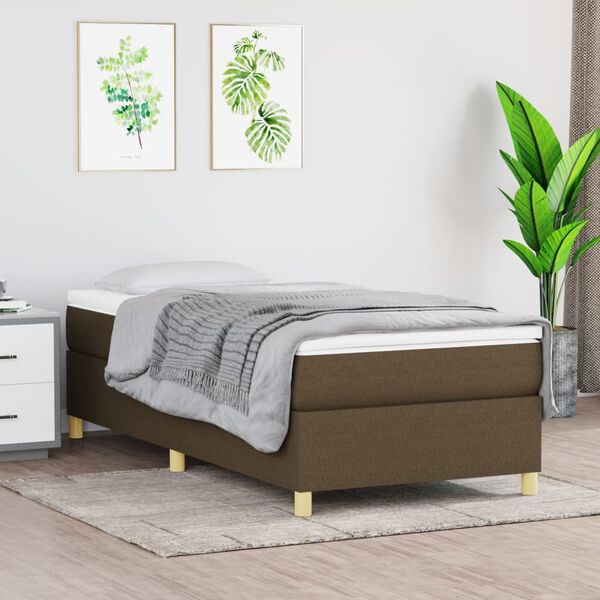vidaXL Box spring postel s matrac&iacute; tmavě hněd&aacute; 90x190 cm textil