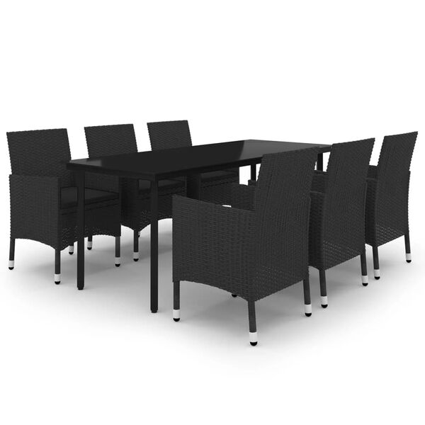 vidaXL 7d&iacute;ln&yacute; zahradn&iacute; j&iacute;deln&iacute; set s podu&scaron;kami polyratan a sklo