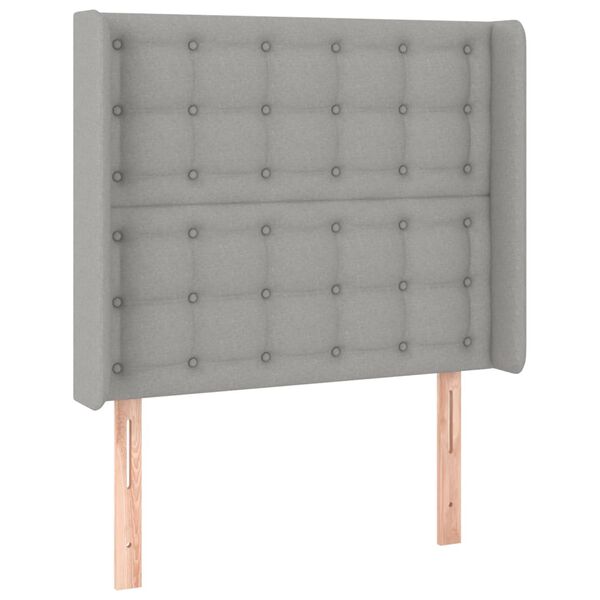 vidaXL Čelo postele s LED světle &scaron;ed&eacute; 83 x 16 x 118/128 cm textil