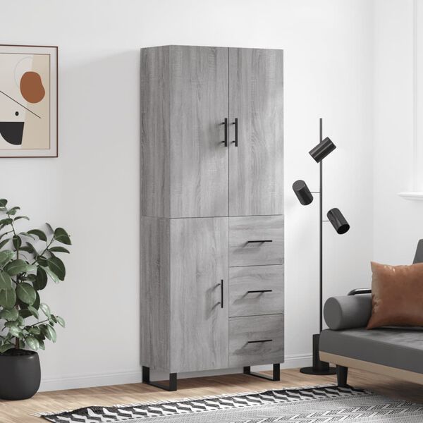 vidaXL Skříň highboard šedá sonoma 69,5 x 34 x 180 cm kompozitní dřevo
