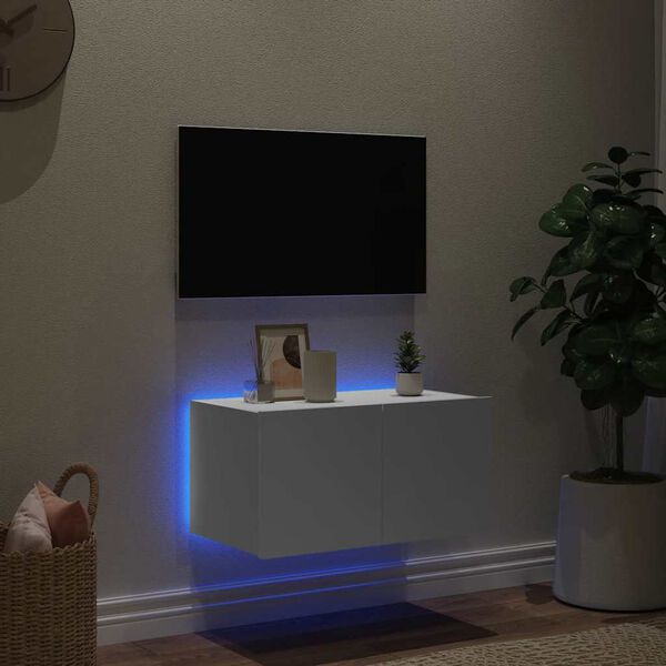 vidaXL N&aacute;stěnn&aacute; TV skř&iacute;ňka s LED osvětlen&iacute;m b&iacute;l&aacute; 60 x 35 x 31 cm