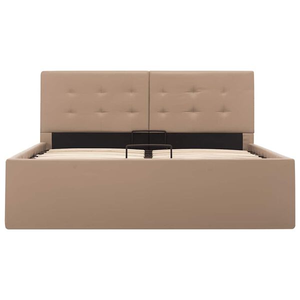 vidaXL R&aacute;m postele zvedac&iacute; &uacute;loži&scaron;tě cappuccino uměl&aacute; kůže 120 x 200 cm