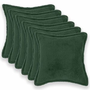 vidaXL Povlak na pol&scaron;t&aacute;ř 6 ks HOUTEN Tmavě zelen&aacute; 30 x 30 cm Boucl&eacute;