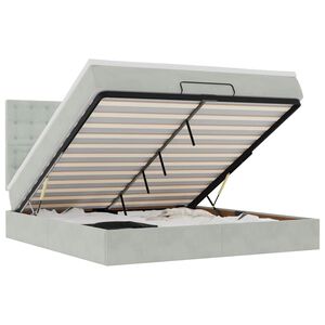 vidaXL Osmansk&yacute; r&aacute;m postele s matrac&iacute;es světle &scaron;ed&aacute; 180x200cm samet