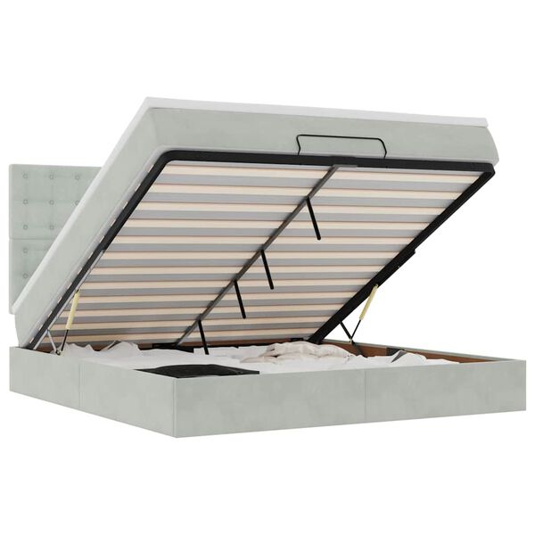 vidaXL Osmansk&yacute; r&aacute;m postele s matrac&iacute;es světle &scaron;ed&aacute; 180x200cm samet