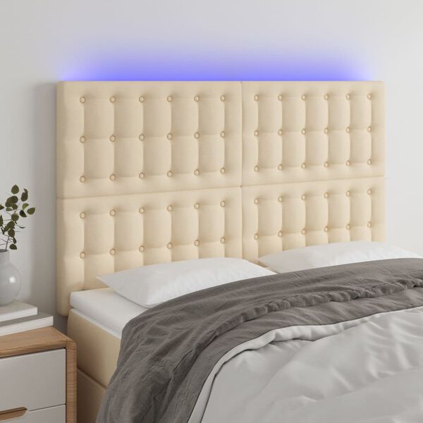 vidaXL Čelo postele s LED kr&eacute;mov&eacute; 144x5x118/128 cm textil