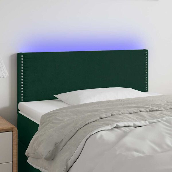 vidaXL Čelo postele s LED tmavě zelen&eacute; 90x5x78/88 cm samet