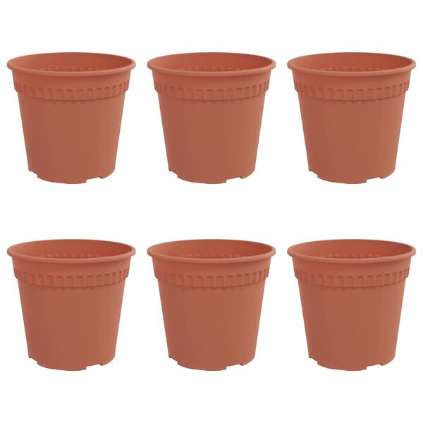 vidaXL Kulat&yacute; květin&aacute;č 6 pcs Cihlově červen&aacute; &Oslash; 17 x 14 cm Plast