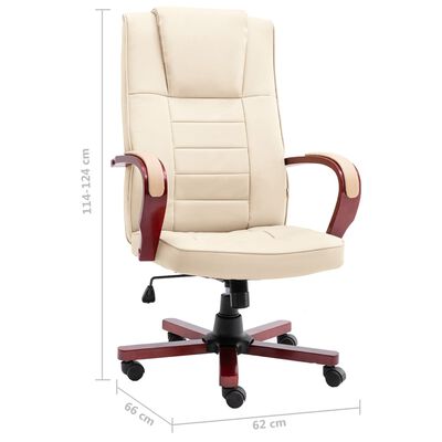 vidaXL Kancelářská židle krémová pravá kůže