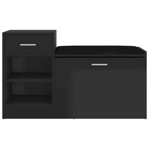 vidaXL Lavice s botn&iacute;kem čern&aacute; vysok&yacute; lesk 94,5x31x57 cm kompozit