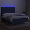vidaXL Box spring postel s matrac&iacute; a LED modr&aacute; 140x200 cm textil