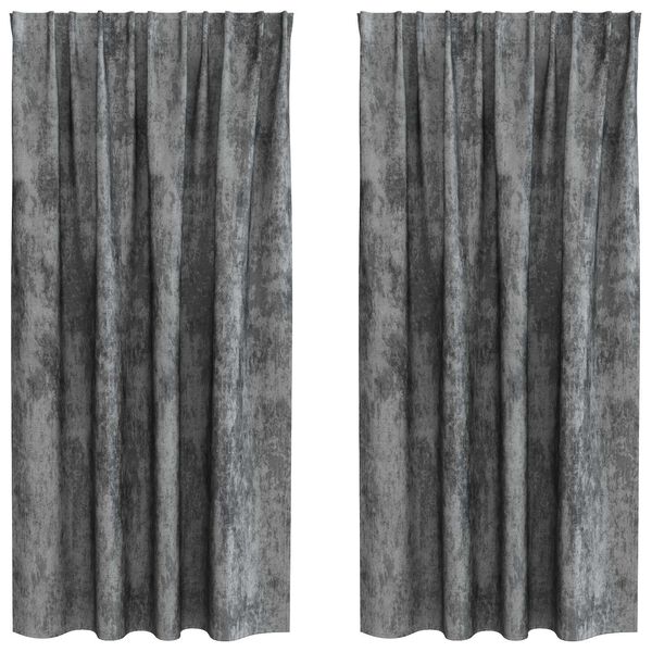 vidaXL Sametové závěsy se záclonami 2 pcs Šedá 175 x 140 cm samet