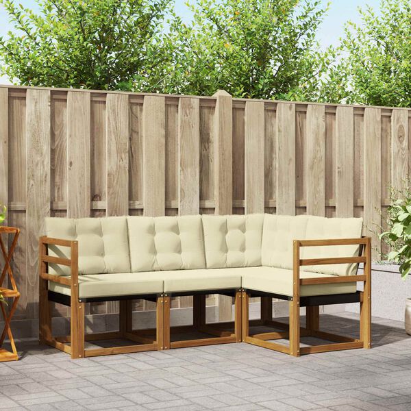 vidaXL Venkovn&iacute; pohovkov&aacute; souprava 4 pcs Přirozen&aacute; a Kr&eacute;mov&aacute;