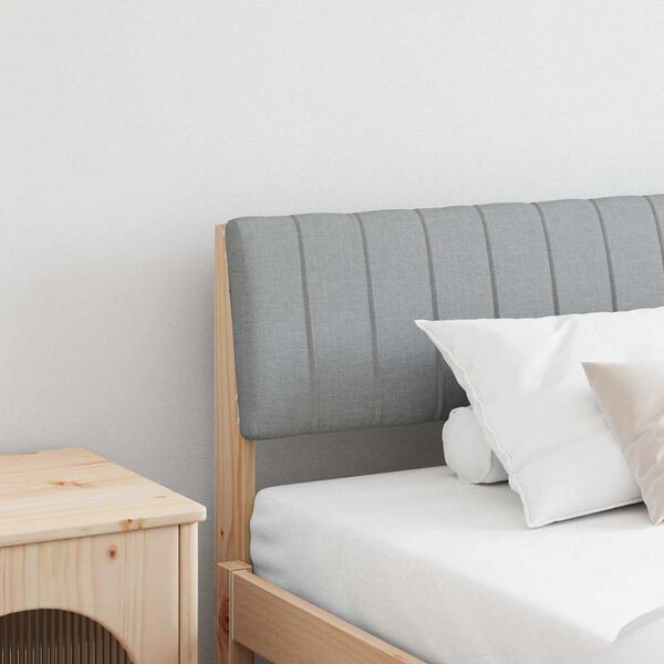 vidaXL Čalouněn&eacute; čelo postele Světle &scaron;ed&aacute; 200 cm Masivn&iacute; borov&eacute; dřevo