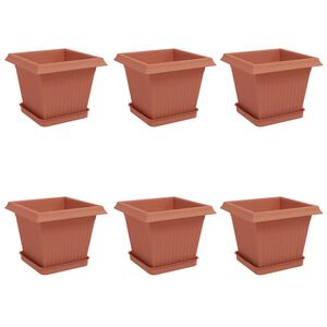 vidaXL Květin&aacute;če 6 pcs Cihlově červen&aacute; 20 x 20 x 16 cm Plast