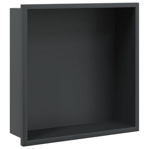 vidaXL Nika do sprchov&eacute;ho koutu matn&aacute; čern&aacute; 32x32x9 cm nerezov&aacute; ocel