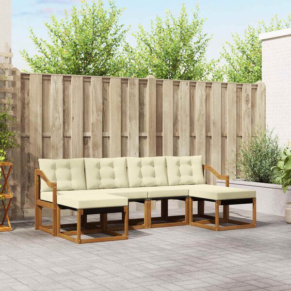 vidaXL Venkovn&iacute; pohovkov&aacute; souprava 6 pcs Přirozen&aacute; a Kr&eacute;mov&aacute;