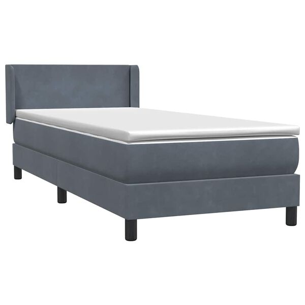 vidaXL Box spring postel s matrac&iacute; tmavě &scaron;ed&aacute; 80x220 cm samet