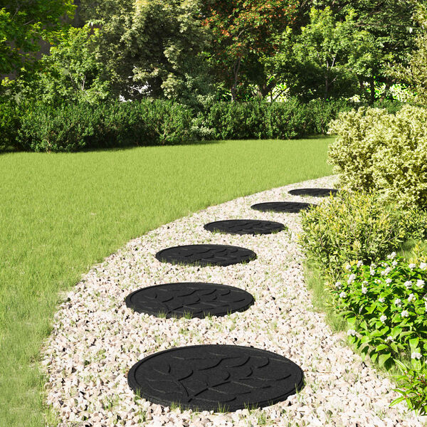 vidaXL Stepping Stone 6 pcs Čern&yacute; &Oslash; 44 x 2 cm Guma